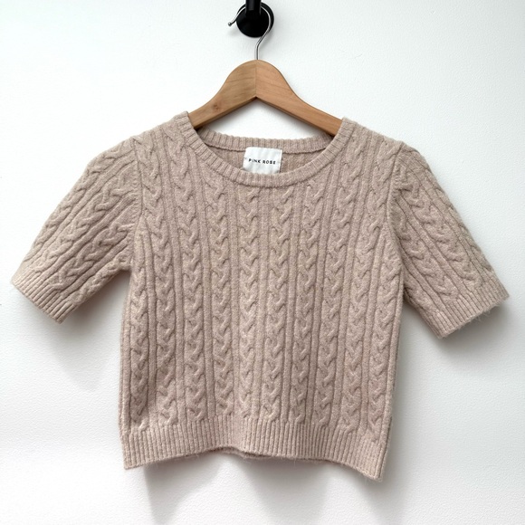 Pink Rose Sweaters - Pink Rose Women's Cable Knit Sweater - Light Tan Size Small